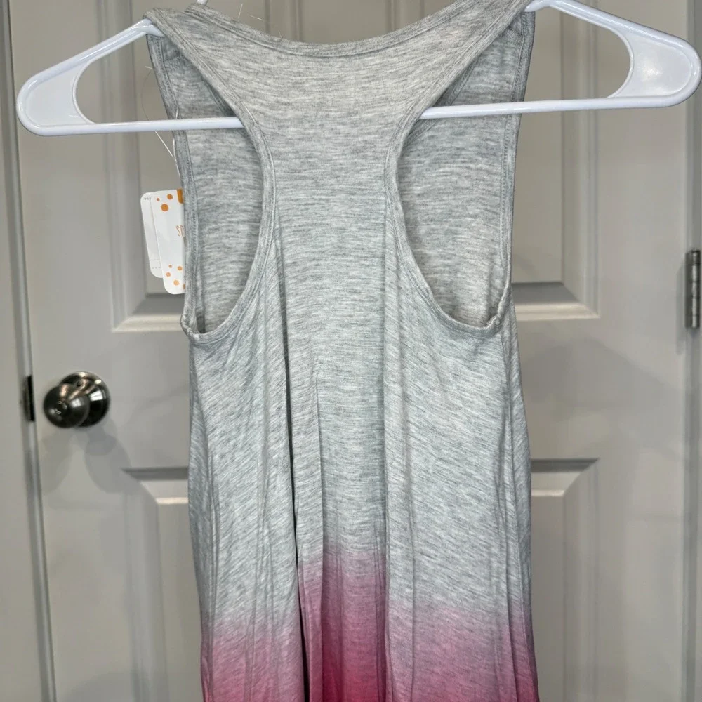 Gymboree Girls Grey‎ Pink Ombre Maple Leaf Glitter Tank Dress Size S 5-6 NWT